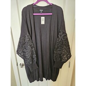 NWT Torrid Black Eyelet Lace Balloon Long Sleeve Cardigan, Plus Sz. 5X